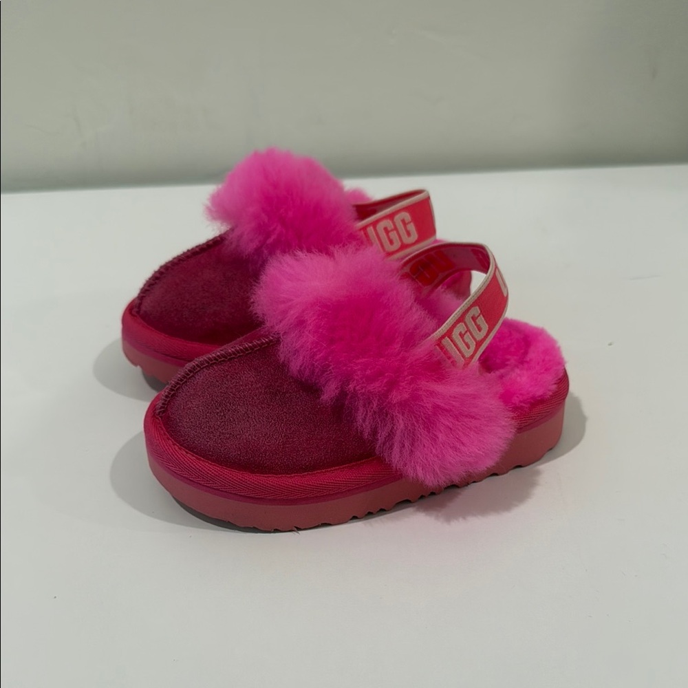 UGG Pink Fluffy Slippers Toddler
